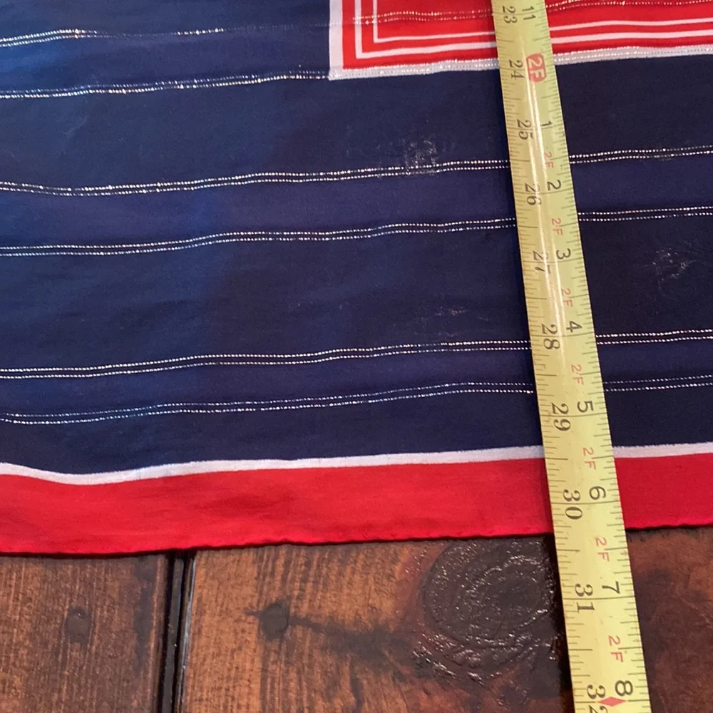 Vintage Marc Aurel Roma red white blue square 31.5 x 31.5 metallic thread scarf